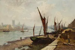 Joseph Milne, THAMES BARGES, oil on canvas