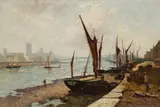 Joseph Milne, THAMES BARGES, oil on canvas
