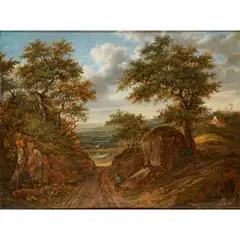 FIGURE ON A WOODED COUNTRY PATH by Patrick Nasmyth, oil on cradled panel, sold Dec 2020