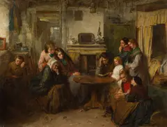 Thomas Faed, READING THE OLD BOOK, oil on canvas