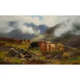 Louis Bosworth Hurt, HIGHLAND CATTLE IN A MOUNTAIN GLEN, oil on canvas