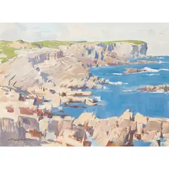 CLIFFS, ORKNEY by Stanley Cursiter, oil on board, sold Dec 2020