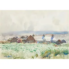 VACQUOY, WASBISTER, ROUSAY by Stanley Cursiter, watercolour, sold Dec 2020