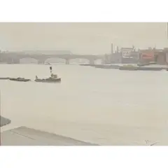 Herbert James Gunn, FROM WATERLOO BRIDGE, oil on canvas