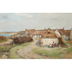John Henderson, CROFTERS DWELLINGS, AYRSHIRE, oil on canvas