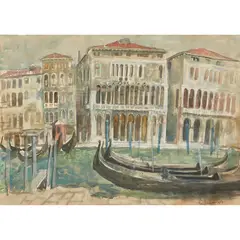 GONDOLAS, VENICE by William Wilson, pencil and watercolour, sold Dec 2020