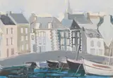Anne Redpath, BOATS AT TRÉBOUL, pencil and gouache