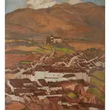 William MacDonald, SPANISH HILL TOWN, oil on canvas