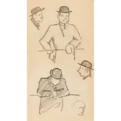 Margaret Morris, MEN IN BOWLER HATS, Pencil