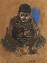 Joan Eardley, SEATED BOY, pastel