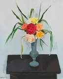 Alberto Morrocco, ROSES ON A BLACK TABLE
