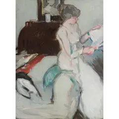 Samuel Peploe, INTERIOR WITH GIRL IN WHITE, oil on canvas