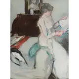 Samuel Peploe, INTERIOR WITH GIRL IN WHITE, oil on canvas