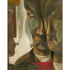 CONFRONTATION by John Byrne, oil on board, sold Dec 2020