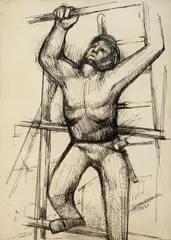 Workman, 1922 by Marcel Gromaire, ink on paper, sold Oct 2020
