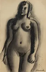 Bernard Meninsky, Nude, ink and charcoal on paper