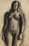 Bernard Meninsky, Nude, ink and charcoal on paper