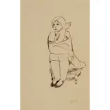Edward Burra, Seated Girl, pen and ink on paper