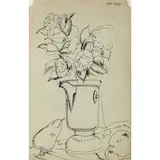 Edward Wolfe, Flowers in a Vase with Fruit, 1920