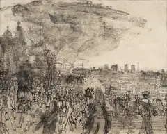 Anthony Gross, Greenwich Park- Isle of Dogs Beyond, ink and wash on paper