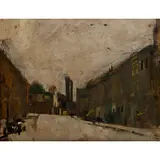 Christopher Chamberlain, Deserted Street, London, oil on board