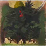 Mary Newcomb, The Old Greenhouse At Spottiswoode (Tropeolum Against the Yew Hedge), 1988, oil on board