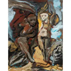 Venus and Mars, 1985 by Maurice Cockrill, oil on paper, sold Oct 2020