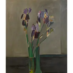 Ben Levene, Irises, oil on board