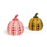 Two Pumpkins, 2015 by Yayoi Kusama, cast resin, printed '© Yayoi Kusama' (to base), sold Oct 2020