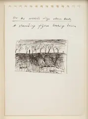 Sir Antony Gormley, For the Wooded Ridge above Bath and For a Roof in Bath, circa 1985, two pen and ink drawings on paper, drawings to front and reverse of each work