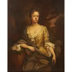 Michael Dahl, THREE QUARTER LENGTH PORTRAIT OF A LADY IN A WOODED LANDSCAPE, oil on canvas