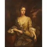 Michael Dahl, THREE QUARTER LENGTH PORTRAIT OF A LADY IN A WOODED LANDSCAPE