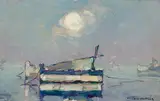 Louis Pastour, CALM SEAS, oil on board
