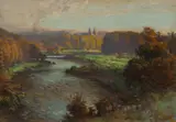 Alexander (Alec) Coutts Fraser, AUTUMN RIVER LANDSCAPE, oil on board