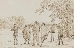 Francis Grant, A SHOOTING PARTY, DUPPLIN CASTLE, pen and ink