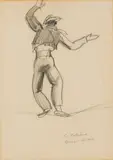 Laura Knight, CON COLLEANO DANCING ON THE WIRE, pencil and charcoal