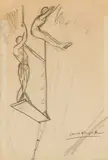 Laura Knight, TRAPEZE ARTISTS, pencil on buff paper