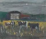 David M. Martin, COWS IN A FIELD, mixed media
