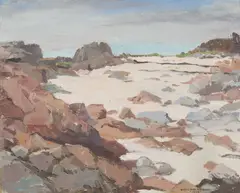 Dorothy Nesbitt, THE SHELL BEACH, SANDGREEN, KIRKCUDBRIGHT, oil on board
