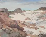 Dorothy Nesbitt, THE SHELL BEACH, SANDGREEN, KIRKCUDBRIGHT, oil on board