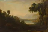 Rev. John Thomson Of Duddingston, A WOODED RIVER LANDSCAPE WITH RUINED CASTLE, Oil on panel
