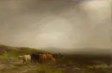 Peter Graham, CATTLE ON A MISTY HILLSIDE, oil on canvas