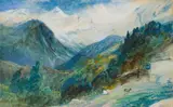 John MacWhirter, ALPINE SCENE, watercolour and bodycolour