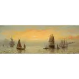 William Adolphus Knell, THE FLEET AT DUSK, oil on board