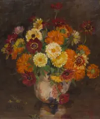 Kate Wylie, SUMMER CHRYSANTHEMUMS, oil on canvas