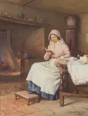 William Kay Blacklock, A GOOD READ, watercolour