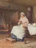 William Kay Blacklock, A GOOD READ, watercolour