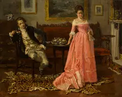 John Ward Dunsmore, AN UNWELCOME PROPOSAL, oil on panel