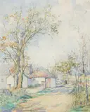 Agnes Middleton Raeburn, BLUE HILLS FARM ABOVE AUCHENCAIRN, watercolour