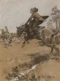George Denholm Armour, AN UNEXPECTED DITCH, pastel